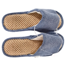WUWU 桂林 棉麻室內拖, 藍色, 1雙
