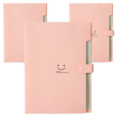 아코디언 바인더 파일 정리함, 연핑크, 3개