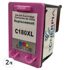 토너피아 삼성 SL-J1660 SL-J1663 SL-J1665 SL-J1770FW 대용량 호환잉크 INK-C180XL, 파랑+빨강+노랑, 2개
