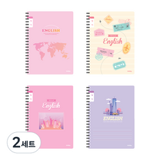 ibis 女童用國小英語線圈筆記本 窄行 SP11727 4入組, 世界地圖 + 旅行 + 紐約之夜 + 計程車, 2套