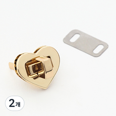 해피베어스 하트 가방 잠금장식 2.5cm, 골드, 2개