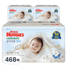 하기스 네이처메이드 퓨어코튼 썸머 밴드형 기저귀 아동용, 1단계, 468매