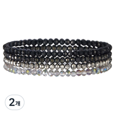 Homcell 瑜伽冥想彈性手鍊 黑色 18cm, 2個