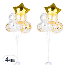 파티쇼 풍선꽂이 장식 세트 130cm 은박컨페티, 1번, 4세트