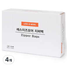 레스이즈모어 지퍼백, 소(S), 100개입, 4개
