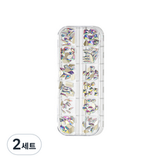 美甲滿鑽飾品12款套組, 2套, 透明蛋白石形狀