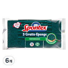 스폰텍스 PERFORMANCE 이지 클린 스크럽 스펀지, 6개, 3개입