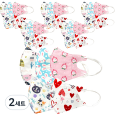 lovely ange 嬰幼兒用 The Pretty 3層立體口罩 5款 x 6片組 N 超小型, 2套, 女童款