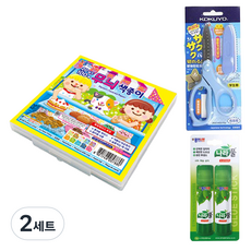 JONG IE NARA 6000圖案色紙盒+Kokuyo SAXA飛蓋剪刀 藍色+膠水 15g*2入組, 2套, 10 種顏色