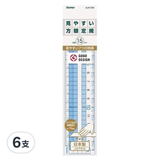 Raymay 大數字防滑方眼尺, 單一顏色, 6支