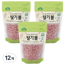 OrganicStory 유기농 현미로 만든 딸기볼 스낵, 65g, 12개