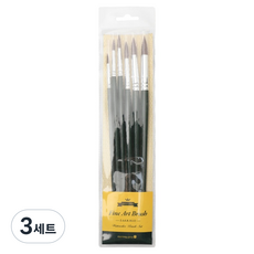 모닝글로리 9000 파인아트 수채화 둥근붓 6종 세트, 3세트, 2호, 4호, 6호, 8호, 10호, 12호