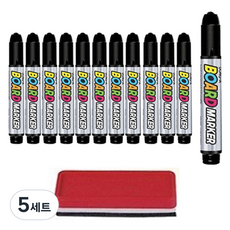 DONG-A 白板筆 12入 + 板擦組, 黑色, 5套