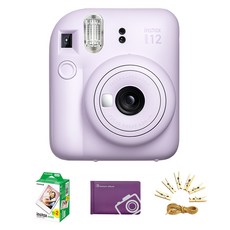 FUJIFILM 富士 instax 拍立得相機 + 2包底片 + Origin迷你相簿 + 照片掛繩, mini 12(紫丁香色), 1套