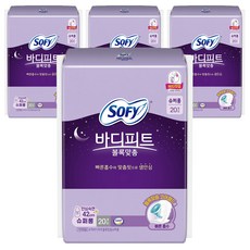 쏘피 바디피트 볼록맞춤 생리대 날개형, 오버나이트 이상, 20개입, 4개