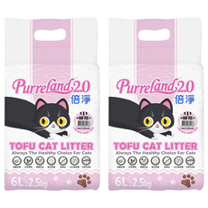 PurreLand 倍淨 2.0豆腐貓砂 凝結力強 低粉塵, 櫻花, 6L, 2包