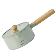 Dr.HOWS 感應爐適用周歲宴陶瓷單柄泡麵鍋+玻璃鍋蓋組, 綠色鉛筆款, 1組, 18cm