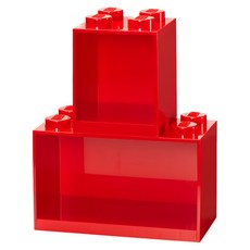 LEGO 樂高 置物架兩件套組, 四凸15.9x15.9x21.1cm, 八凸31.8x15.9x21.1cm, ..., 四凸15.9 x 15.9 x 21.1cm + 八凸31.8 x 15.9 x 21.1cm, 紅色, 1組