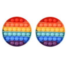 루아르모 푸쉬팝 팝잇 레인보우 버블 뽁뽁이 장난감 피젯토이 보드게임 촉감발달 완구 2p, 원형, 1세트