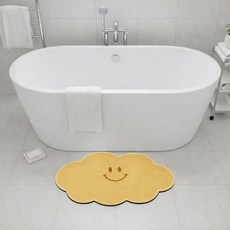 MF store 微笑雲朵硅藻土浴室地墊, 黃色