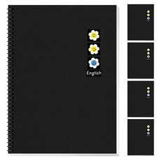 YOUNGART 黑色英語筆記本, 5個, 雛菊