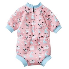 Splash About Happy Nappy Wetsuit 連身版拉拉褲 游泳用 男女通用 粉紅動物園, L, 1件