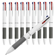 리드홈 잘써지는 소프트 고급 3색 볼펜 0.7mm, 화이트, 10개