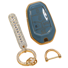 Benauto SsangYong 智能鑰匙 鑰匙圈 5按鈕, 灰藍色, JH-SB (SsangYong 5按鈕)