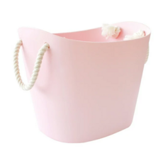 Hachiman Kasei 八幡化成 棉繩收納籃 PE塑料 棉材質, S, 淺粉, 1個