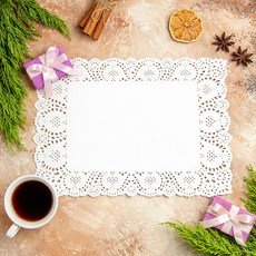 파티쇼 도일리페이퍼 사각 100p, 화이트톤, 1개