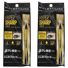 MAYBELLINE 媚比琳 台灣公司貨 超激細抗暈眼線液 抗手震版 0.5g, 黑色, 2支