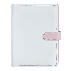 Yamiley 莫蘭迪卡冊(無內頁) 白粉 簡約設計風格 色彩柔和 輕巧便攜 多功能用途 優質皮革材質, 1入