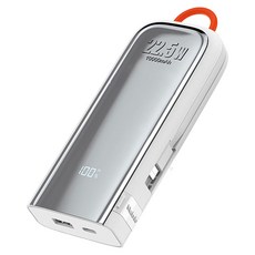 맥도도 듀얼 케이블 일체형 잔량표시 고속충전 보조배터리 10000mAh C타입 / 8핀, White