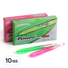 JAVAPEN Power Line螢光筆系列 原色 粉色+淺綠色, 粉紅色12支+薄荷綠12支, 5組