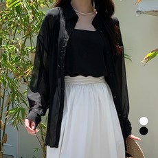 afinar 女士寬鬆透視長版襯衫