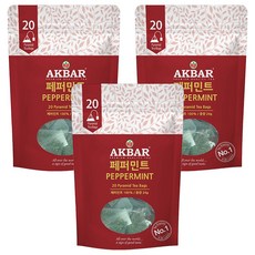아크바 페퍼민트 허브티 피라밋 티백, 20개입, 3개, 1.2g
