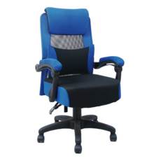 台灣製造 舒適電腦椅 EL-35 藍色 人體工學設計 透氣網布 久坐舒適, 1個, 62 x 48 x 120cm