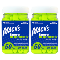 Macks 스노어블락커 소음방지 이어플러그 다용도 수면 귀마개, 2개, 100개입