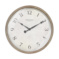 Fountain Designs 簡約布紋掛鐘 12吋 北歐風, 淺橡木