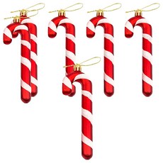 亮粉拐杖吊飾 Set 6, 紅色, 1組