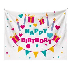 薄款生日掛布, 100 x 70cm, 愛心禮物 多色