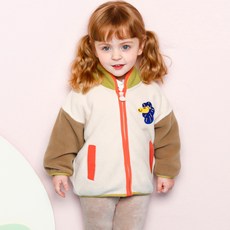 milk mile 孩童刺繡圖案刷毛外套