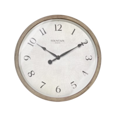 Fountain Designs 簡約布紋掛鐘 10吋 靜音掃秒機芯, 淺橡木