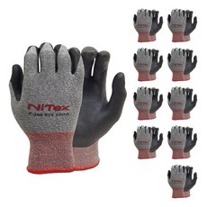 NiTex FIT MG NBR 半塗層工作手套 FIT 左右手通用款 套組, 麻灰色, 10套
