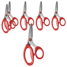 FLOWER MONACO 兒童手工剪刀 圓潤刀頭設計 ABS環保樹脂+不鏽鋼刀片, 紅色, 6支