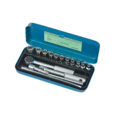 ENGINEER 工程師 1/4吋套筒扳手16件組 公制 TWS-02 鐵盒尺寸: 180 x 120 x 30mm 重量: 0.7 kg, 1組