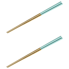 歐風餐具 304不鏽鋼 筷子, 粉藍金, 2雙