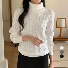 afinar 女款基本版型高領柔軟觸感麻花針織衫
