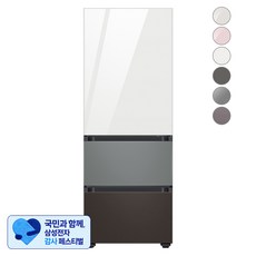 [삼성 감사 페스티벌] [색상선택형] 삼성전자 비스포크 김치플러스 냉장고 방문설치, 글램 화이트 + 새틴 그레이 + 코타 차콜, RQ33A74A1AP