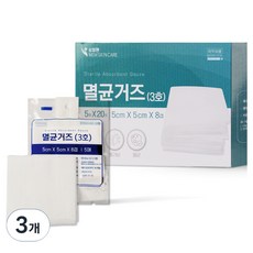 상처엔뉴스킨케어 멸균거즈붕대 개별포장 5X5 cm, 3개, 20개입